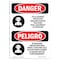 Signmission OSHA Danger, Eye And Hearing Protection Required Bilingual, 10in X 7in Decal, OS-DS-D-710-VS-1220 OS-DS-D-710-VS-1220 - alternate 1